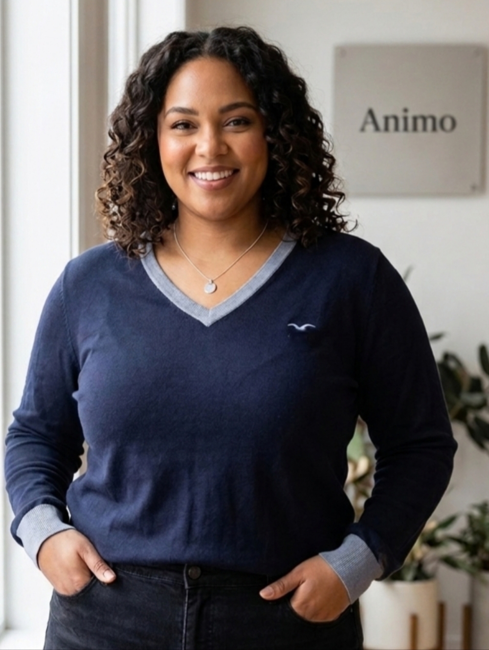 Animo Pullover Dark Blue with Contrasting Trim. Size US XL. Made in ITALY. EUC